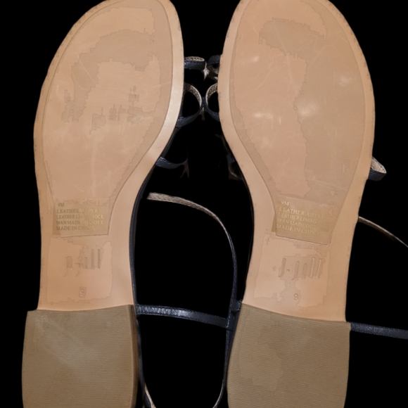 J. Jill Giselle Navy Blue Leather Strappy Flat Sandals - Size 9 - Picture 7 of 10